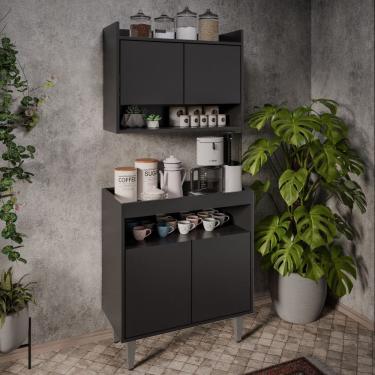 Imagem de Cantinho do Café Cecília 4 Portas Preto Maderatto Móveis