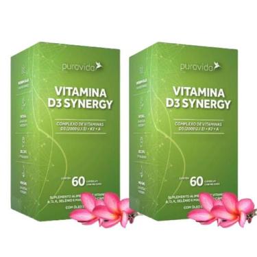 Imagem de Kit  2 Vitamina D3 Synergy Puravida 2.000u.i.s K2 Mk7 - Pura Vida , Se