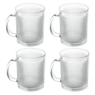 Imagem de Jogo de Canecas de Café de Vidro 280ml Bico de Jaca 4 Peças  - Seu Lar