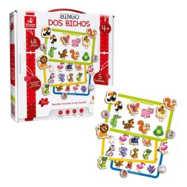 Imagem de Jogo Educativo Infantil Bingo Dos Bichos Animais Brinquedo Em Madeira 