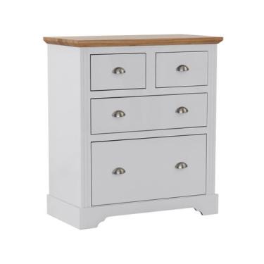 Imagem de Cômoda Retrô Édez Moscow, 4 Gavetas, Madeira Maciça, Off White - Herva