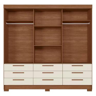 Imagem de Guarda Roupa Casal 3 portas de correr 9 gavetas Morretes com espelho Jatobá Areia - San...