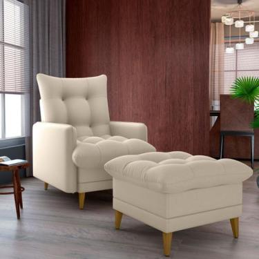 Imagem de Poltrona Do Papai Reclinável 3 Posições + Puff Suede Veludo - MTX, Beg