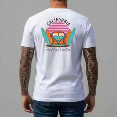 Imagem de Camiseta Masculina California Surfing Paradise Estampa Costas Algodão 