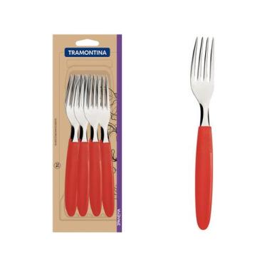 Imagem de Jogo de Garfos de Mesa Tramontina Inox Ipanema 12 Peças, Vermelho, 12