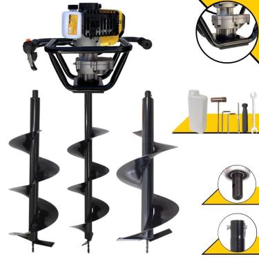 Imagem de Perfurador de Solo PSL517 à Gasolina 51,7CC 1,8HP com 3 Brocas 80x20CM 80x25CM 80x30CM...
