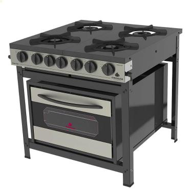 Imagem de Fogão Industrial Progás PRGE-402 F GOURMET Inox A Gás 4 Bocas 2 Simples E 2 Duplas Com Forno P39205