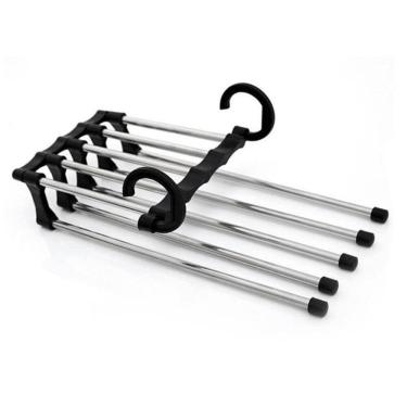 Imagem de Cabide Organizador Cabide Mágico Inox Retrátil 5 em 1 em Aço Inoxidável Antiderrapante...