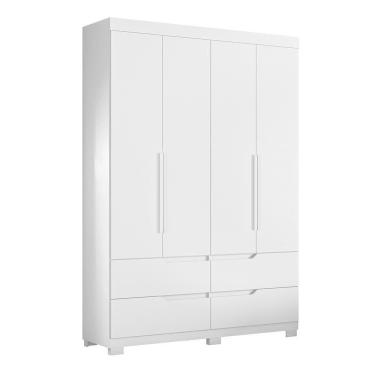 Imagem de Guarda Roupa Solteiro Doble 4 Portas E 4 Gavetas Branco-freijó - Móveis Albatroz