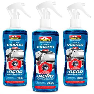 Imagem de Kit 3 Limpa Vidros Automotivo Antiembaçante Proauto 200ml