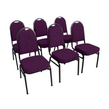 Imagem de Kit Com 6 Cadeiras Para Auditórios Linha Hotel Roxo