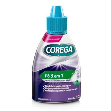 Imagem de Pó Fixador de Dentadura Corega 3 em 1 Sabor Menta 50g