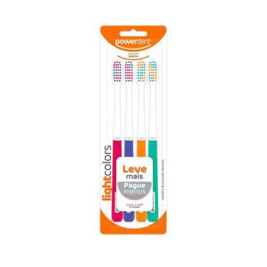 Imagem de Escova Dental Powerdent Light Colors Cerdas Macias 4 Unidades