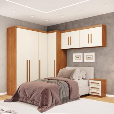 Imagem de Guarda-roupa Modulado 5 Peças 8 Portas 3 Gavetas Texas Cinamomo/ Off White Arenas