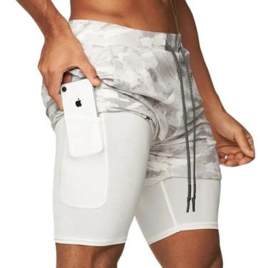 Imagem de Short Dupla Camada Fitness Dry Fit Térmico Com Bolsos Musculação exerc