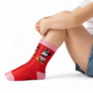 Imagem de Meia Infantil Menina Minnie Disney - Jolitex Ternille, Rosa, 19a23