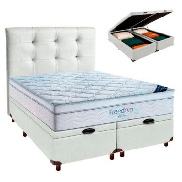 Imagem de Bau Blindado Branco+Colchão Queen Freedom Ortobom+Cabeceira