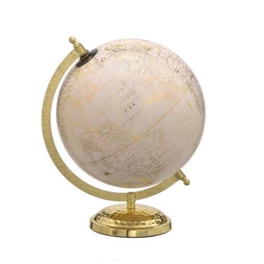 Imagem de Globo Terrestre Decorativo em Metal Dourado 28cm 16987-PL