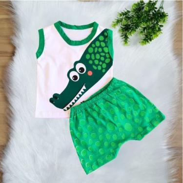 Imagem de Conjunto Bebê Menino Regata + Bermuda Estampa Jacaré - Conforto e Esti