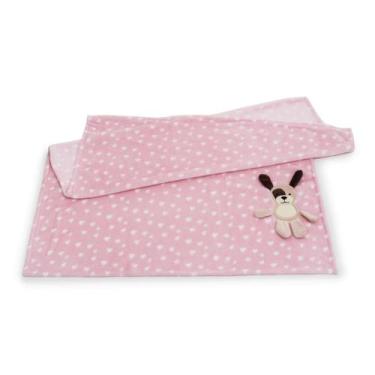 Imagem de Cobertor bebê corações cachorrinho rosa - Loaní