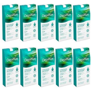 Imagem de 10CX Folhas Prontas Faciais Depilflax Aloe Vera C/24 Unidade - Lilabel