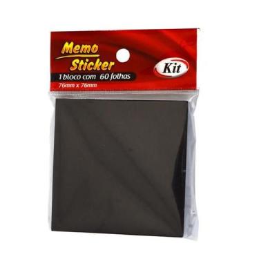Imagem de Blocos Adesivos (PostIt) - 76x76mm - Bloco com 60 folhas - Preto - KIT