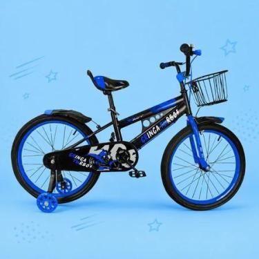 Imagem de Bicicleta Infantil Aro 16 Old School Azul 4 a 8 Anos LED Pneu Grosso F