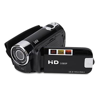 Imagem de wendeekun Câmera de vídeo filmadora, filmadora digital Full HD de alta definição zoom de 16x, sensor COMS rotação de 270°, tela colorida de 6,4 polegadas, gravação de vídeo Vlogging DV (preto)