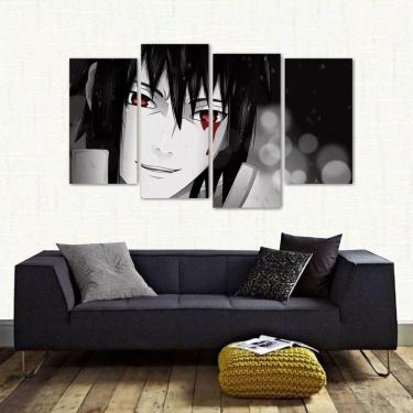 Imagem de Quadro Decorativo Uchiha Sasuke Quarto Em Tecido 4 Peças 1