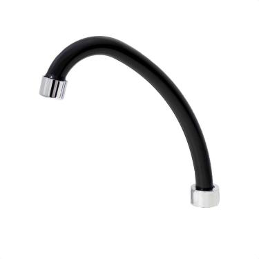 Imagem de Tubo Bica 3/4 p/ Cozinha em ABS Preto com Arejador Jato Fixo