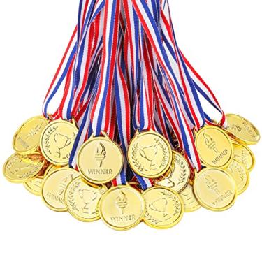 Imagem de Caydo 100PCS Gold Medals for Awards, Plastic Gold Medal for Children's Game Prizes, School Sports Games, Competitions, Family Gatherings, Gold Medals for Kids