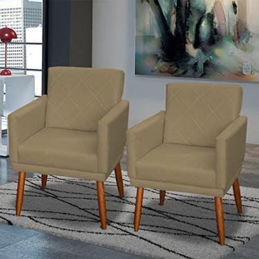 Imagem de Kit 2 Poltronas Decorativas Para Sala Beatriz Com Base Cadeiras Reforçadas Para Sala De Espera Consultório Escritório Recepção Manicure Sala De Estar Suede Cores Pé Castanho - Clique & Decore (Nude)