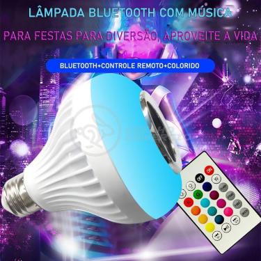 Imagem de Lâmpada Led 12W E27 Rgb Colorida Com Caixa De Som Bluetooth