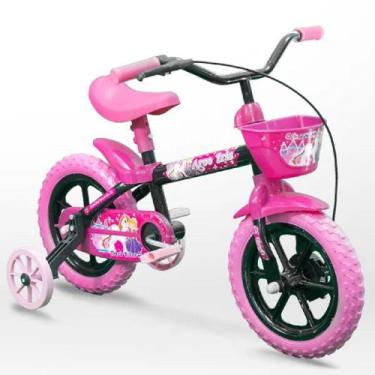 Imagem de Bicicleta Bike Infantil Para Meninas Track Aro 12 Preto Com Rosa - Tk3
