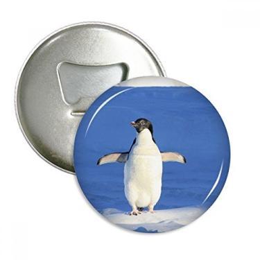 Imagem de Lindo pinguim branco ciência natureza abridor de garrafas ímã geladeira emblema multifuncional