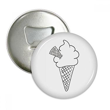 Imagem de Black Line Cream Cones Abridor de garrafas de sorvete, ímã de geladeira, emblema multifuncional