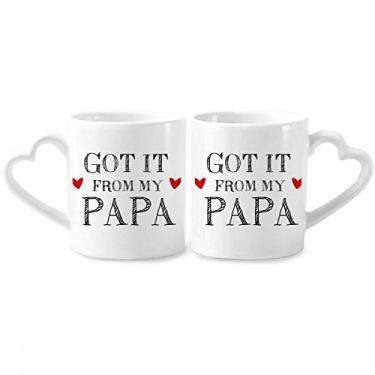 Imagem de Got It From My Papa Children Father Presente Casal Caneca de Porcelana Conjunto de Cerâmica Amante Copo Punho Coração