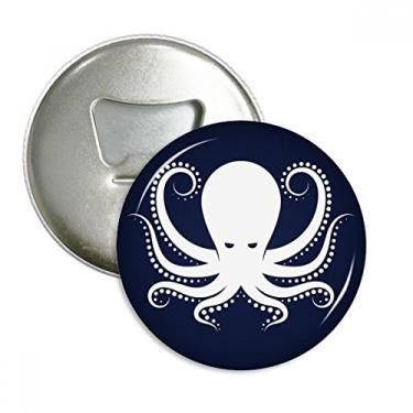 Imagem de Polvo Marine Life preto e branco padrão abridor de garrafas ímã de geladeira emblema multifuncional