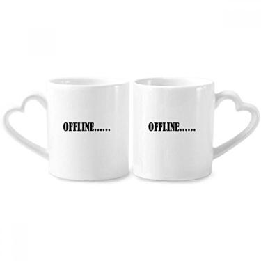 Imagem de Conjunto de canecas de porcelana para casais off-line com personagens elegantes e alça de coração