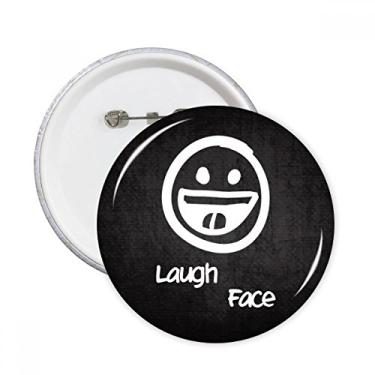 Imagem de Laugh Branco Bonito Chat Feliz Padrão Alfinetes Redondos Emblema Botão Decoração Acessório 5 peças