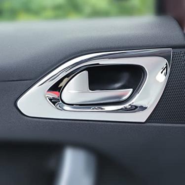 Imagem de JIERS Para Peugeot 2008 2014-2017, acessórios de estilo de carro cromados ABS acabamento da tampa do painel da moldura da porta interna