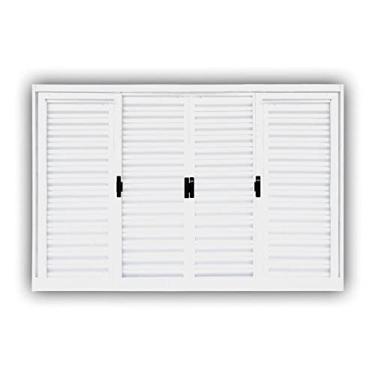 Imagem de Veneziana em Aço 6 Folhas (2 Fixas) sem Grade Mgm Minas Sul 1,00mx1,00m - Requadro 12cm Branca