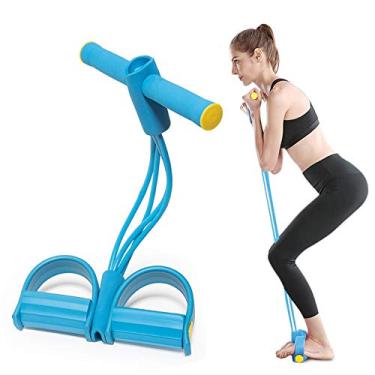 Imagem de Faixa de resistência para pedais AUGNORYE, 4 tubos de tensão elásticos elásticos de resistência à ioga, equipamento de fitness corda elástica para puxar, exercício de pedal de látex