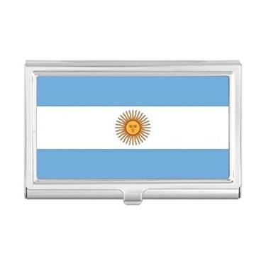 Imagem de Porta-cartões de visita com bandeira nacional da Argentina e América do Sul