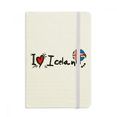 Imagem de Caderno de ilustração de coração I Love Iceland Bandeira da Palavra Oficial Tecido Rígido Clássico Diário