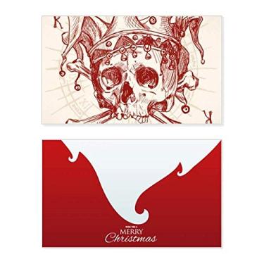 Imagem de Coringa Coringa Coroa Vermelha Esqueleto Cartão de Poker Padrão Feriado Feriado Feliz Natal Mensagem de Letras de Natal
