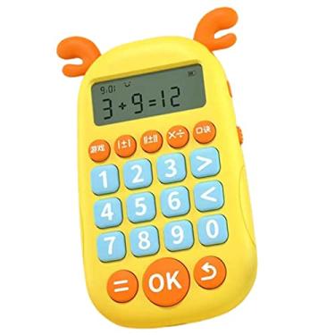 Imagem de Brinquedos educativos eletrônicos de aprendizagem, jogos de matemática para crianças, recarregável, calculadora infantil, máquina de treinamento de aritmética oral, brinquedo de aprendizagem de cálculo rápido, cervo amarelo