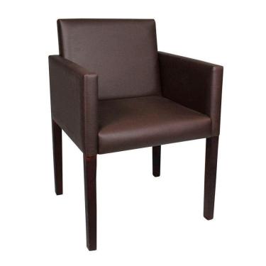 Imagem de Poltrona Nina Slim Em Tecido Sintético Para Escritório Marrom Café - Cor: Marrom