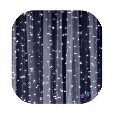 Imagem de Cortina 500 Led 3,0m x 2,5m Fixo Branco Frio Decor Festa Casa Natal 220V