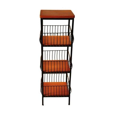 Imagem de Fruteira de Ferro e Madeira Grande para Cozinha 3 Andares Artesanal